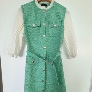 ✨ Maje Paris Green Tweed Contrast Dress ✨